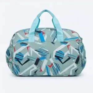 sabuj hub mint green geometric print travel bag back view.