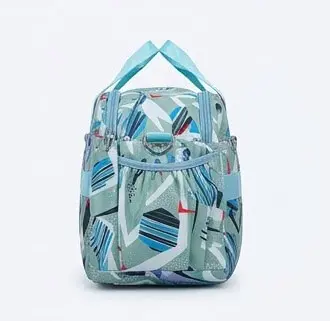 sabuj hub mint green geometric print travel bag side view sabuj hub mint green geometric print travel bag side view