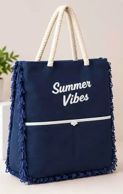 sabuj hub navy blue summer vibes tote bag front angle 2 sabuj hub navy blue summer vibes tote bag front angle 2
