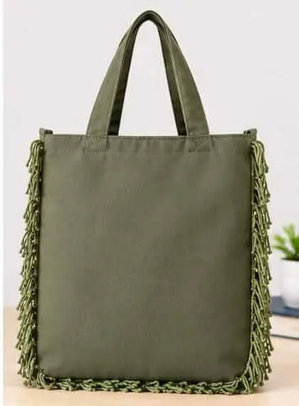 sabuj hub olive green book life tote bag back view sabuj hub olive green book life tote bag back view