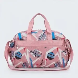 sabuj hub pink geometric print travel bag back view