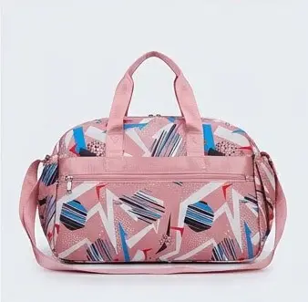sabuj hub pink geometric print travel bag back view sabuj hub pink geometric print travel bag back view