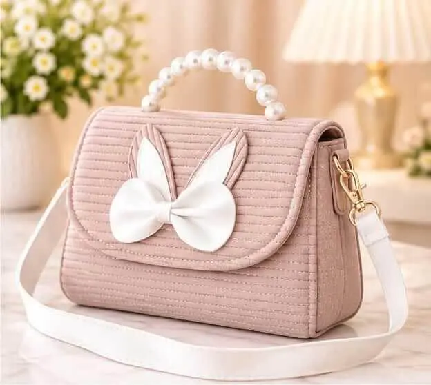 sabuj hub pink pearl handle crossbody bag front sabuj hub pink pearl handle crossbody bag front
