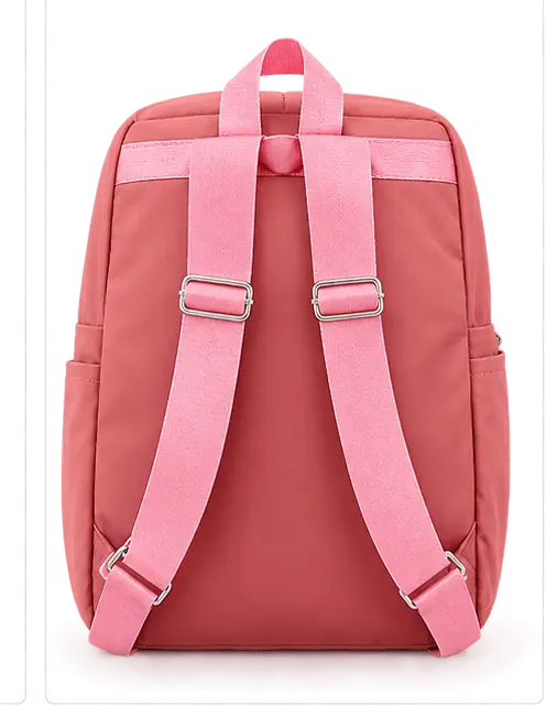 sabuj hub satin sheep pink school backpack back view sabuj hub satin sheep pink school backpack back view