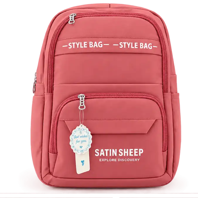 Satin Sheep Pink School Backpack Sabuj Hub Sabuj Hub stylish pink Satin Sheep casual school backpack for girls